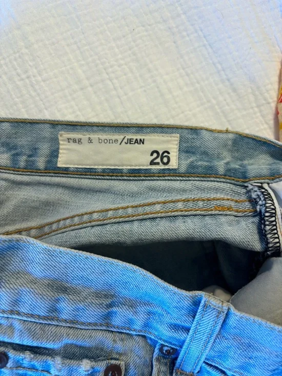 rag & bone Light Blue Distressed Denim Shorts - Picture 3 of 6